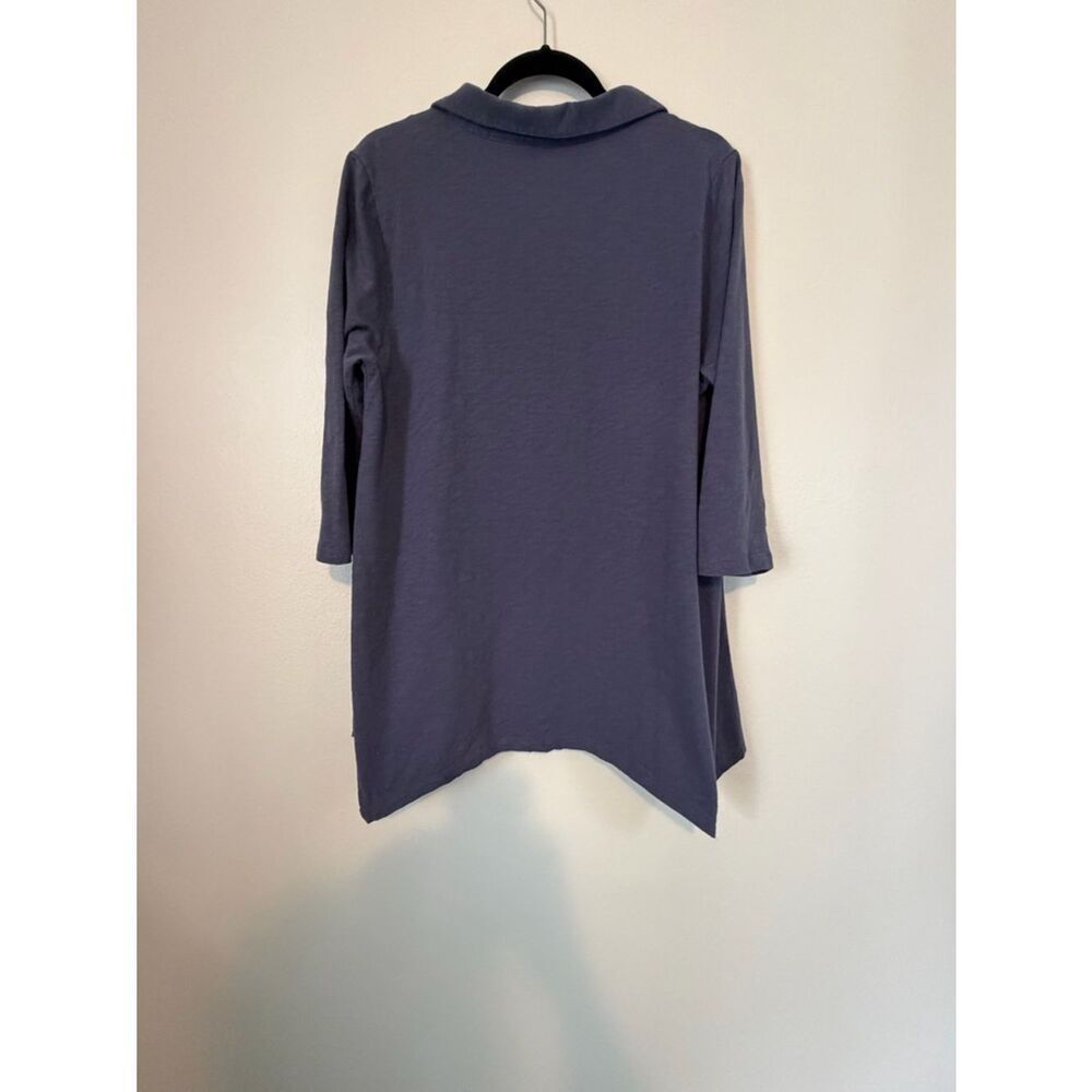 Soft Surroundings Danielle Blouse Blue Decorative Snap Covers Size Large - Picture 9 of 10